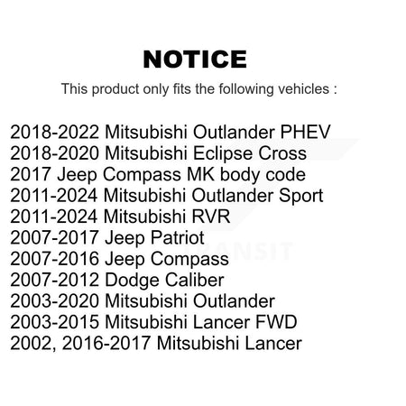Front Lower Rearward Arm Bushing Pair For Mitsubishi Jeep RVR Lancer K72-100864