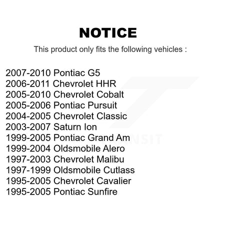 Front Lower Rearward Arm Bushing Pair For Chevrolet Pontiac Cobalt K72-100870