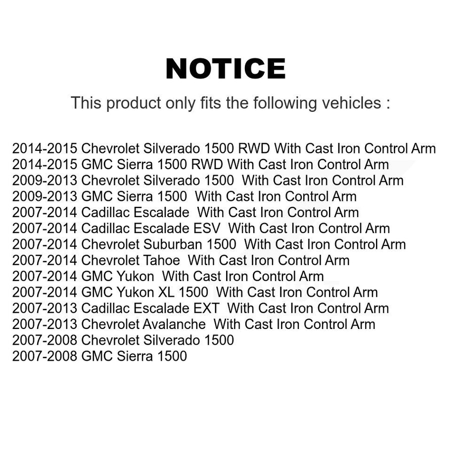 Front Suspension Control Arms And Lower Ball Joints Kit For Chevrolet Silverado 1500 GMC Tahoe Sierra Suburban Yukon Cadillac XL Avalanche Escalade ESV EXT K72-101166