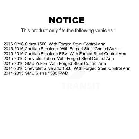 Front Upper Control Arm & Ball Joint Tie Rod End Link Kit (8Pc) For GMC Sierra 1500 Tahoe K72-101710