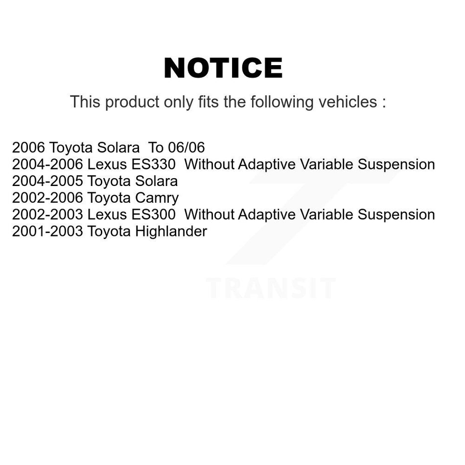 Front Rear Suspension Strut Shock Mounting Kit For Toyota Camry Highlander Lexus Solara K73-100033