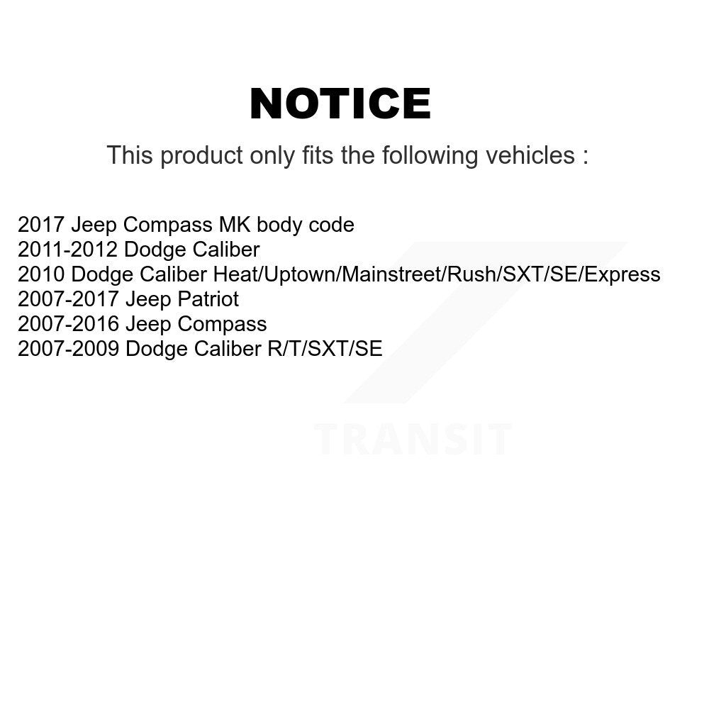 Front Rear Suspension Strut Shock Mounting Kit For Jeep Patriot Compass Dodge Caliber K73-100044