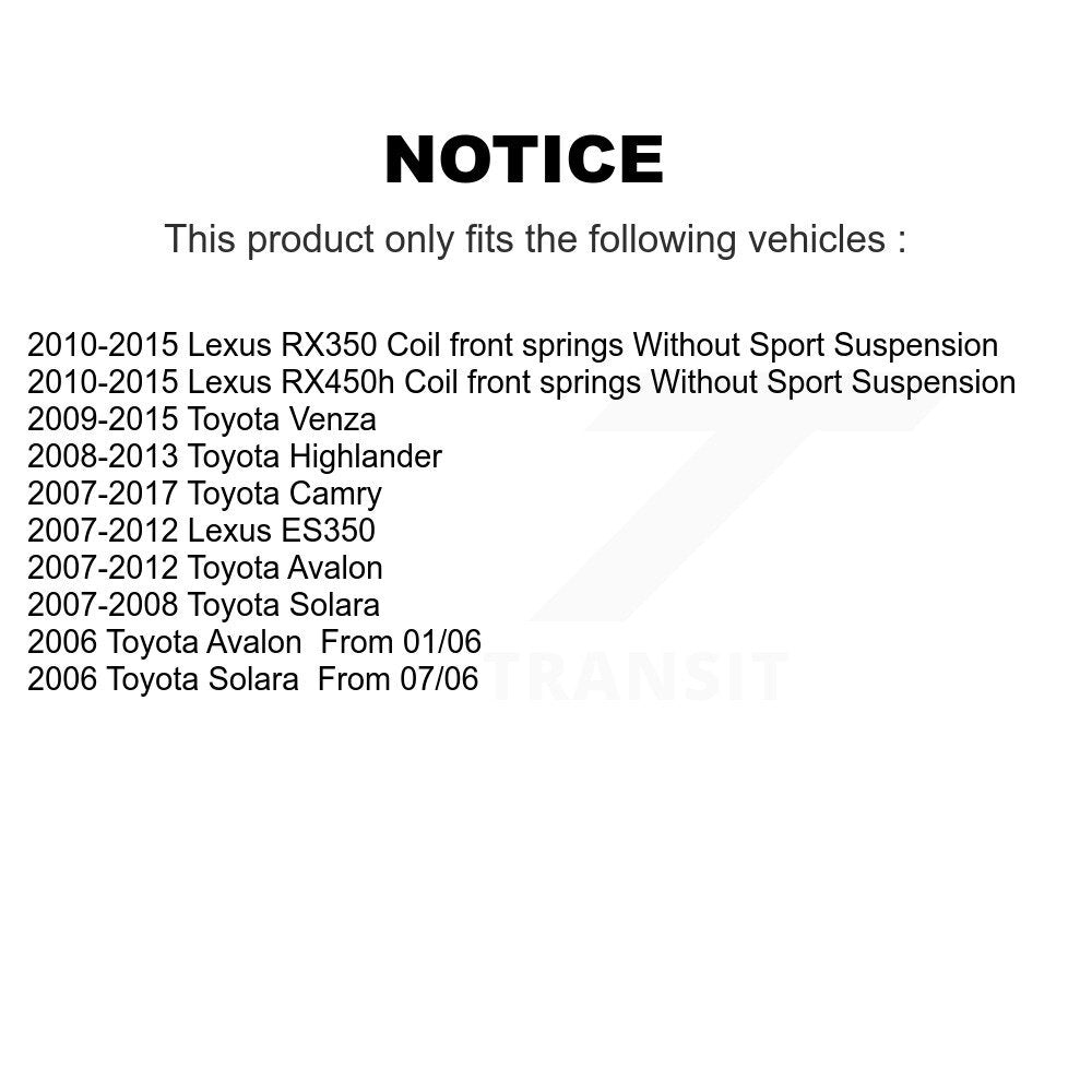 Front Suspension Strut Shock Mounting Pair For Toyota Camry Lexus Venza RX350 Highlander K73-100151