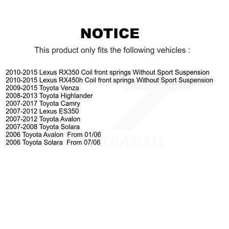 Front Suspension Strut Shock Mounting Pair For Toyota Camry Lexus Venza RX350 Highlander K73-100151