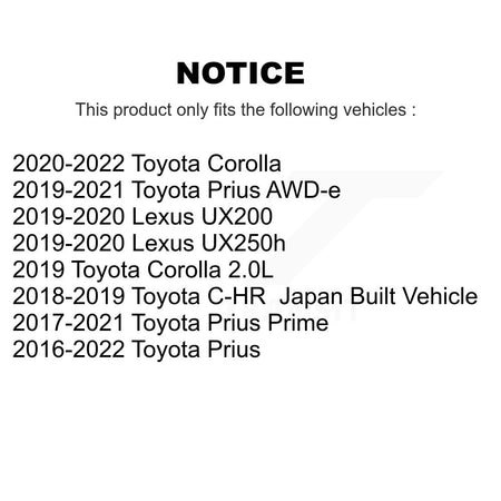 Front Suspension Strut Shock Mounting Pair For Toyota Corolla Prius Prime C-HR Lexus K73-100238