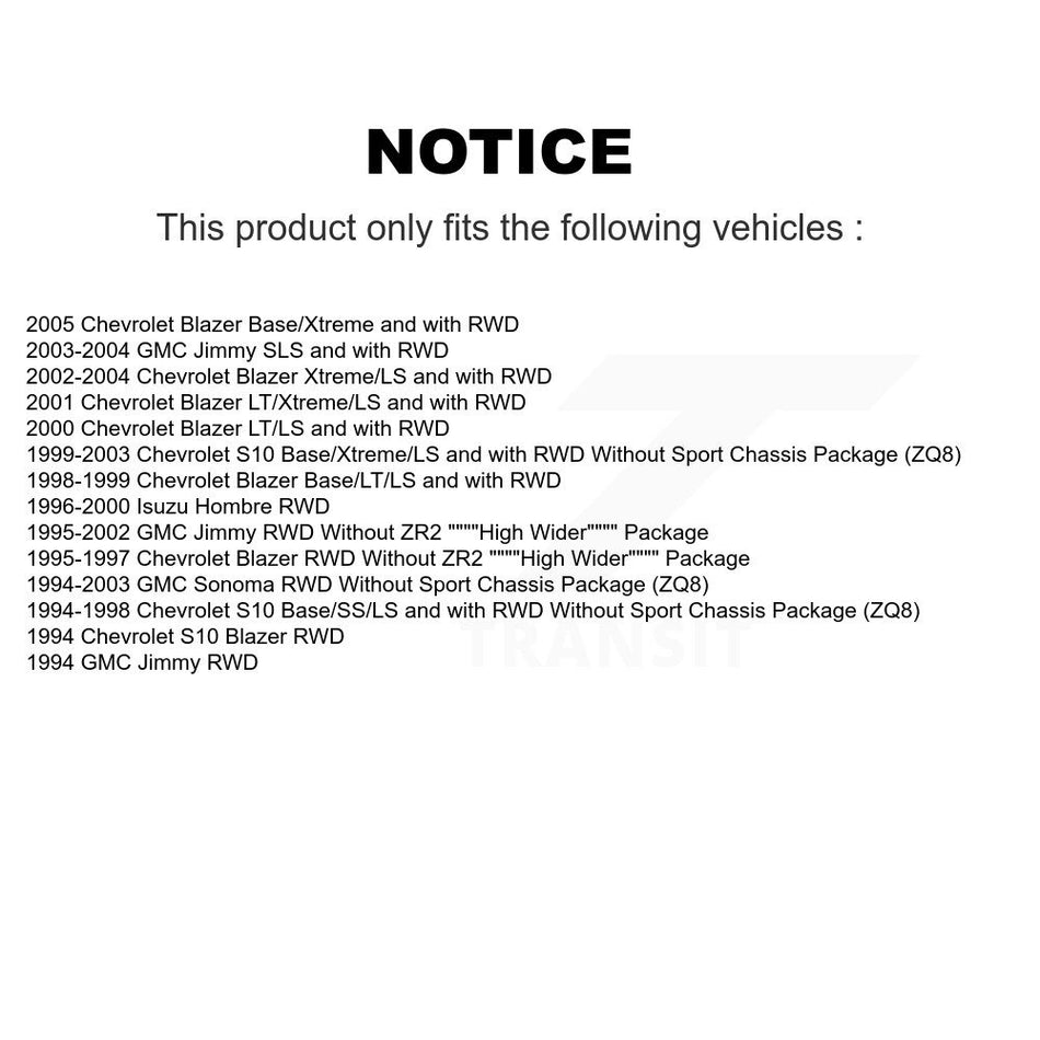 Front Rear Suspension Shock Absorber Kit For Chevrolet S10 Blazer GMC Sonoma Jimmy Isuzu Hombre K78-100185