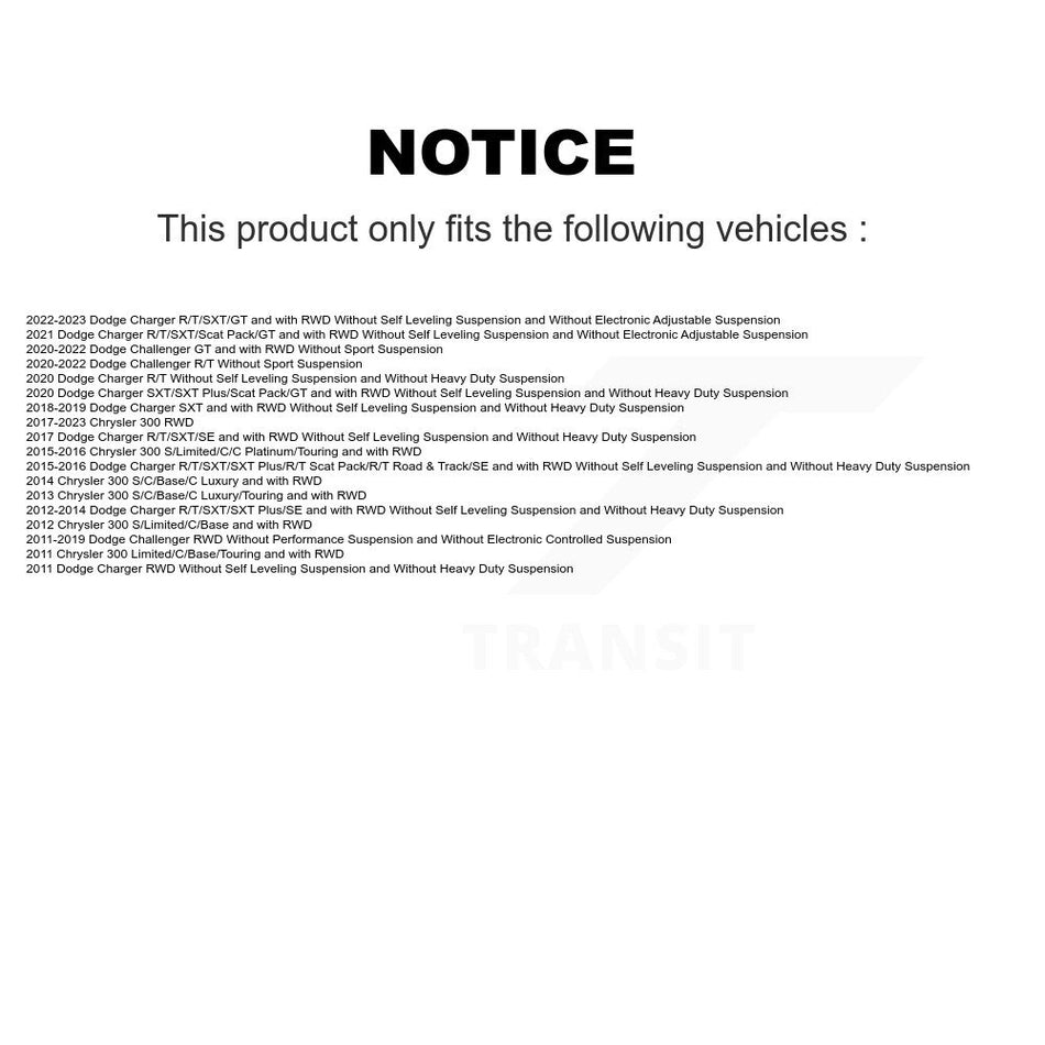 Front Rear Suspension Struts Kit For Dodge Charger Chrysler 300 Challenger K78-100912