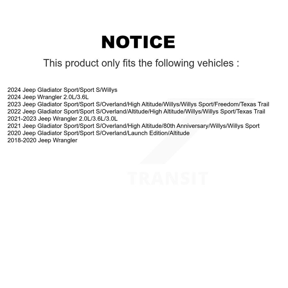 Front Suspension Shock Absorbers Pair For Jeep Wrangler Gladiator K78-101061