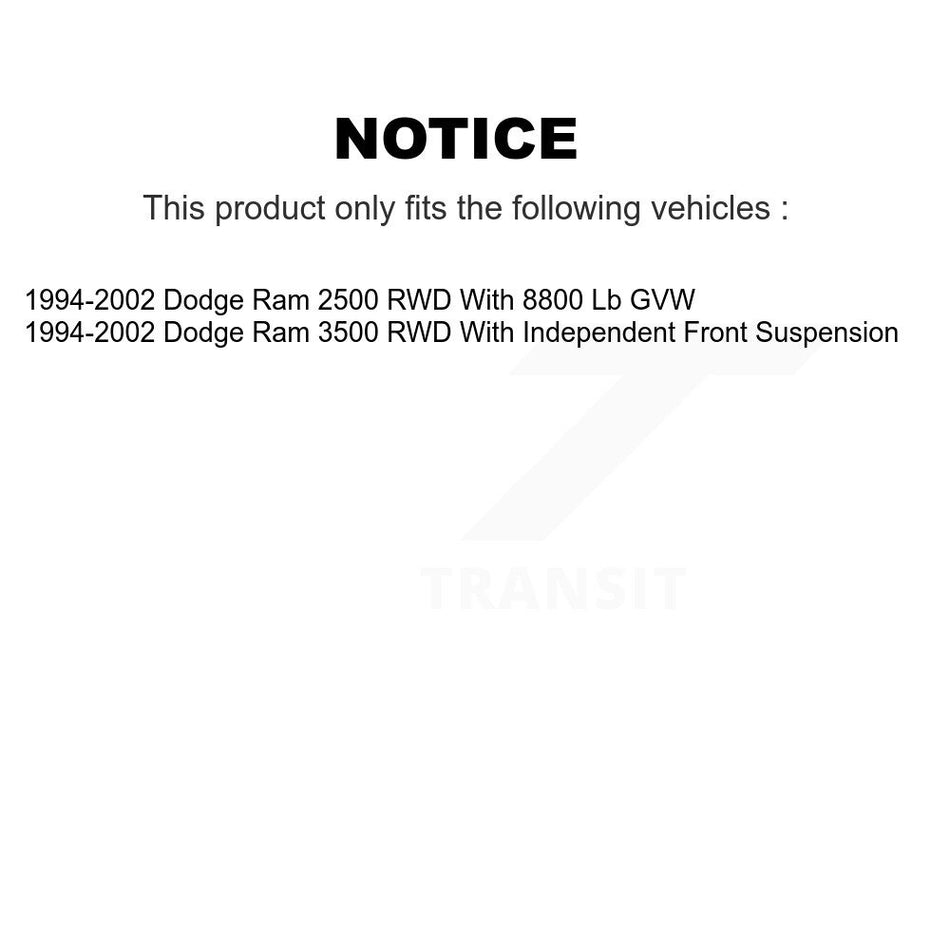 Front Suspension Shock Absorbers Pair For 1994-2002 Dodge Ram 2500 3500 RWD K78-101163