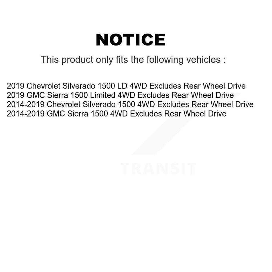 Front Complete Suspension Shocks Strut And Coil Spring Mount Assemblies Pair For Chevrolet Silverado 1500 GMC Sierra LD Limited Excludes Rear Wheel Drive 4WD K78A-100343