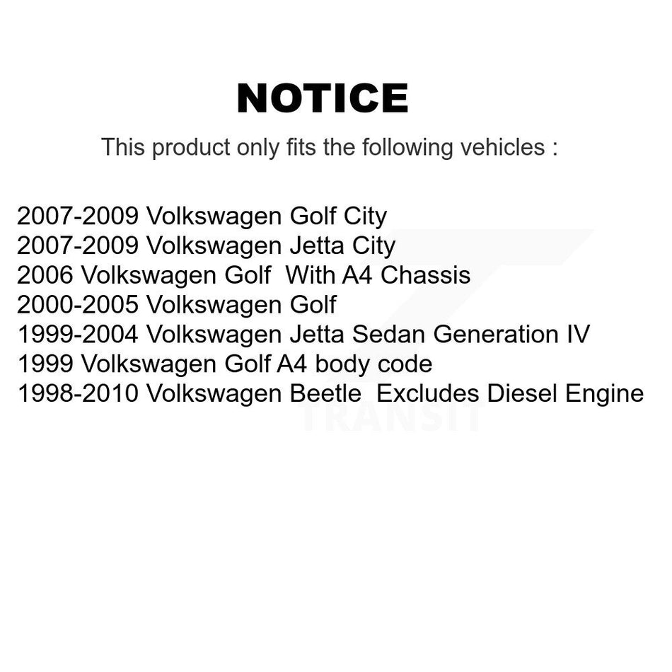 Front Rear Complete Suspension Shocks Strut And Coil Spring Mount Assemblies Kit For Volkswagen Beetle Jetta Golf City - Left Right Side (Driver Passenger) K78M-100023