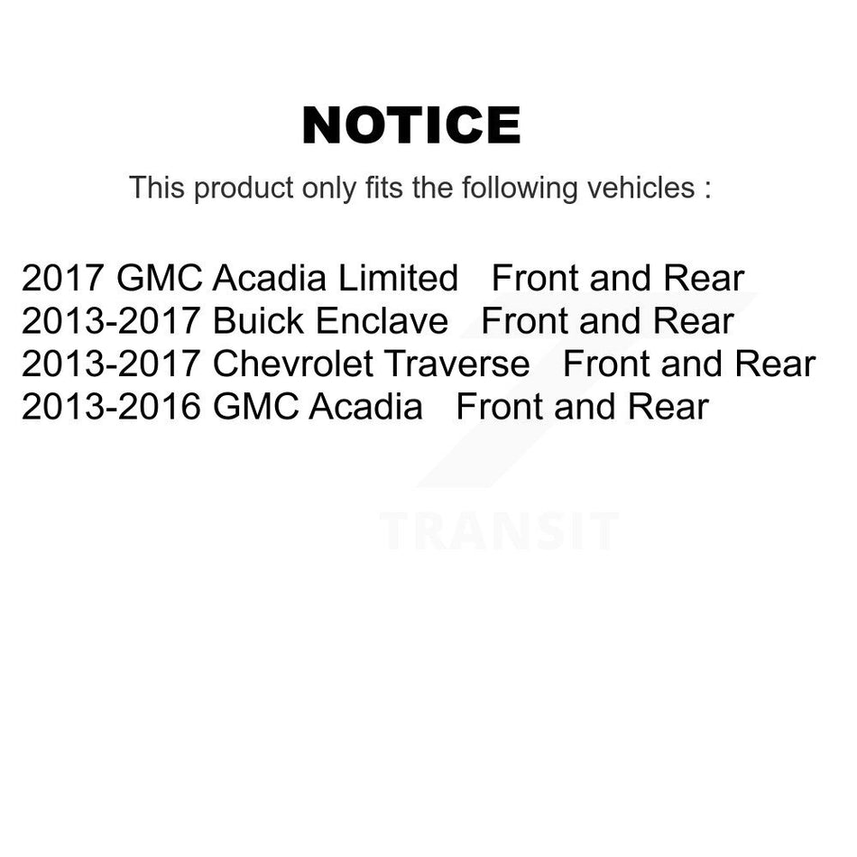 Front Rear Complete Suspension Shocks Strut And Coil Spring Mount Assemblies Kit For Chevrolet Traverse GMC Acadia Buick Enclave Limited - Left Right Side (Driver Passenger) K78M-100031