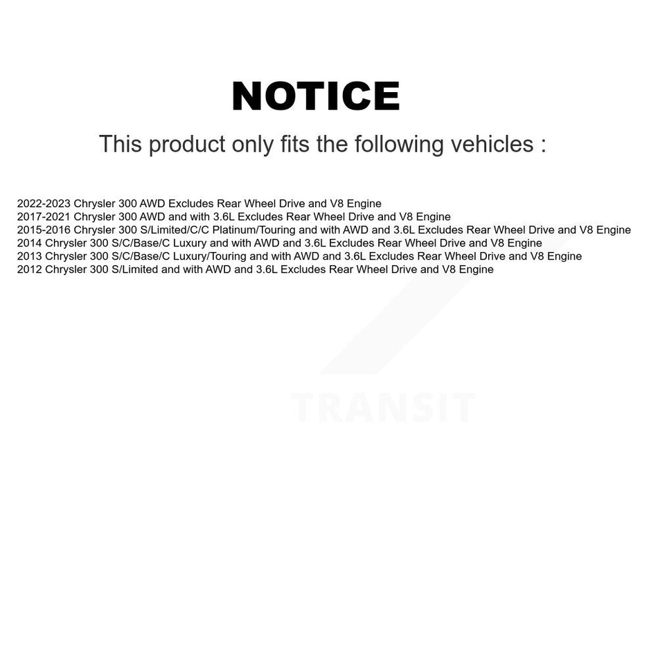 Front Rear Complete Suspension Shocks Strut And Coil Spring Mount Assemblies Kit For Chrysler 300 Excludes Wheel Drive V8 Engine - Left Right Side (Driver Passenger) K78M-100095