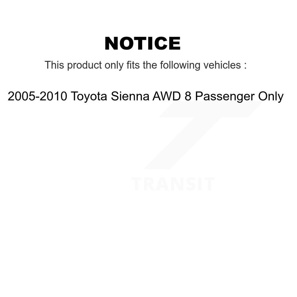 Front Rear Complete Suspension Shocks Strut And Coil Spring Mount Assemblies Kit For 2005-2010 Toyota Sienna AWD 8 Passenger Only - Left Right Side (Driver Passenger) K78M-100302