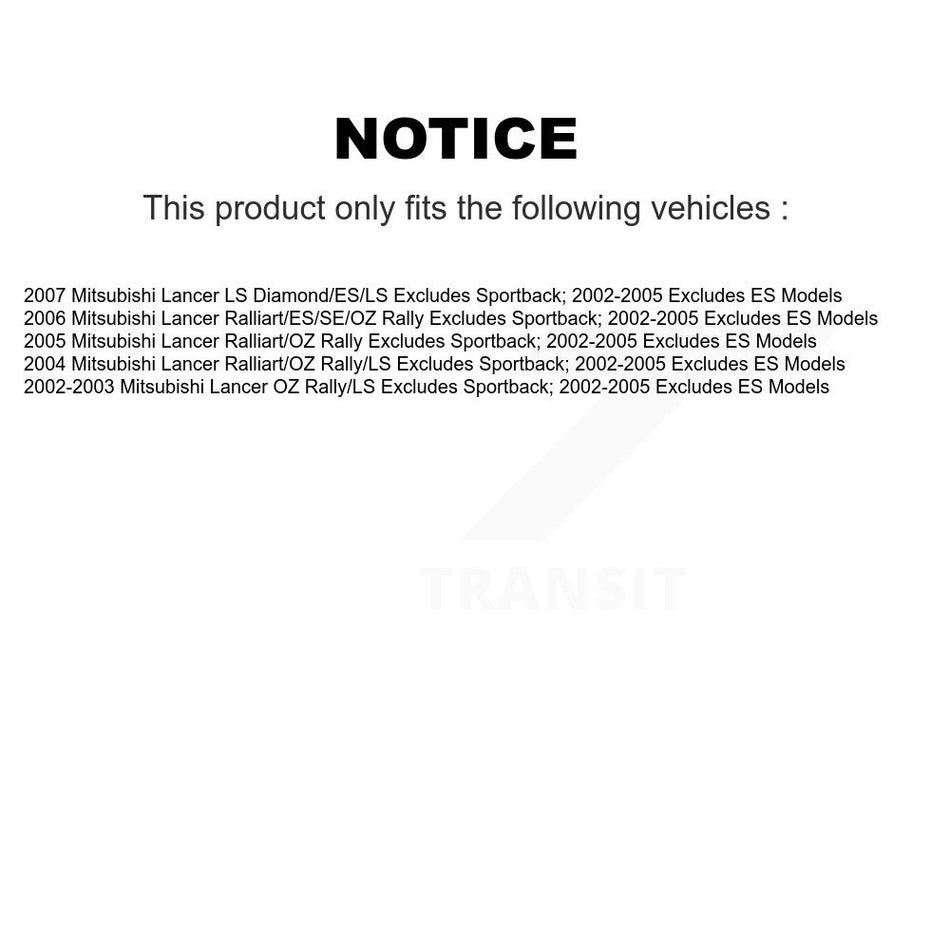 Front Rear Complete Suspension Shocks Strut And Coil Spring Mount Assemblies Kit For Mitsubishi Lancer Excludes Sportback; 2002-2005 ES Models - Left Right Side K78M-100310