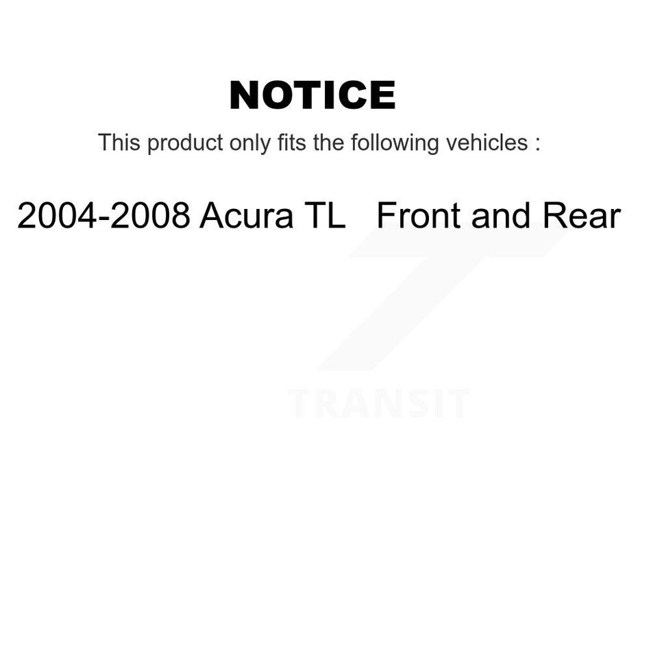 Front Rear Complete Suspension Shocks Strut And Coil Spring Mount Assemblies Kit For 2004-2008 Acura TL - Left Right Side (Driver Passenger) K78M-100313