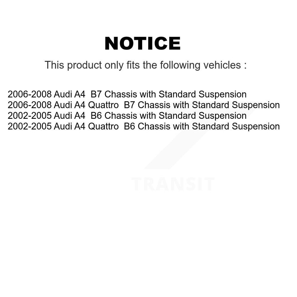 Front Rear Complete Suspension Shocks Strut And Coil Spring Mount Assemblies Kit For 2005-2008 Audi A4 Quattro B7 Chassis with Standard Left Right Driver Passenger K78M-100315