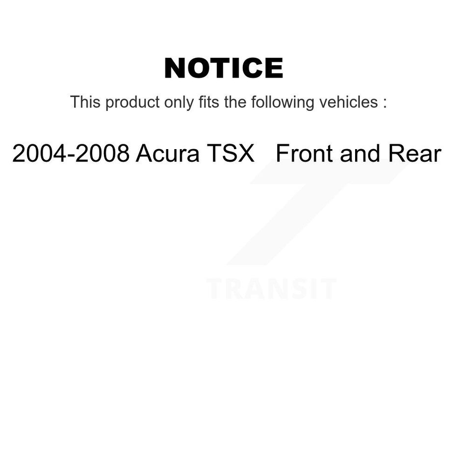 Front Rear Complete Suspension Shocks Strut And Coil Spring Mount Assemblies Kit For 2004-2008 Acura TSX - Left Right Side (Driver Passenger) K78M-100372