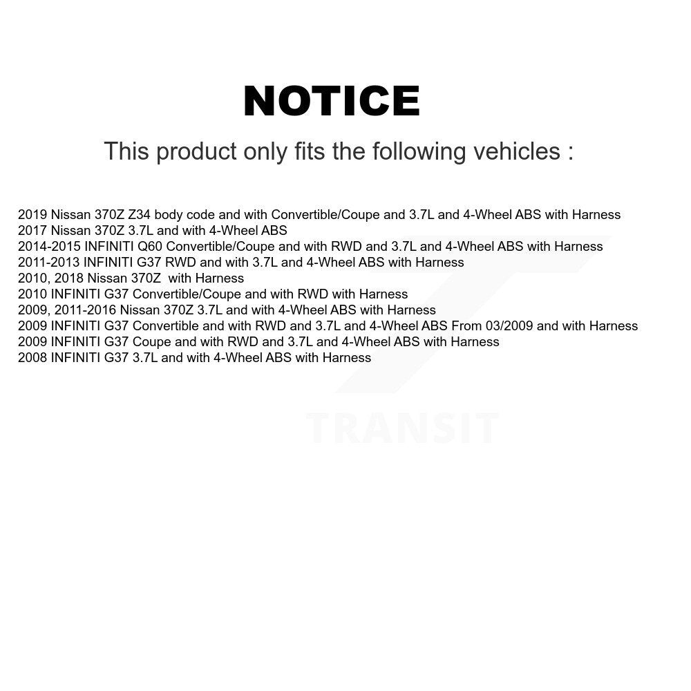 Front Wheel Hub Bearing And ABS Sensor Kit For INFINITI G37 Nissan 370Z Q60 K7S-100078