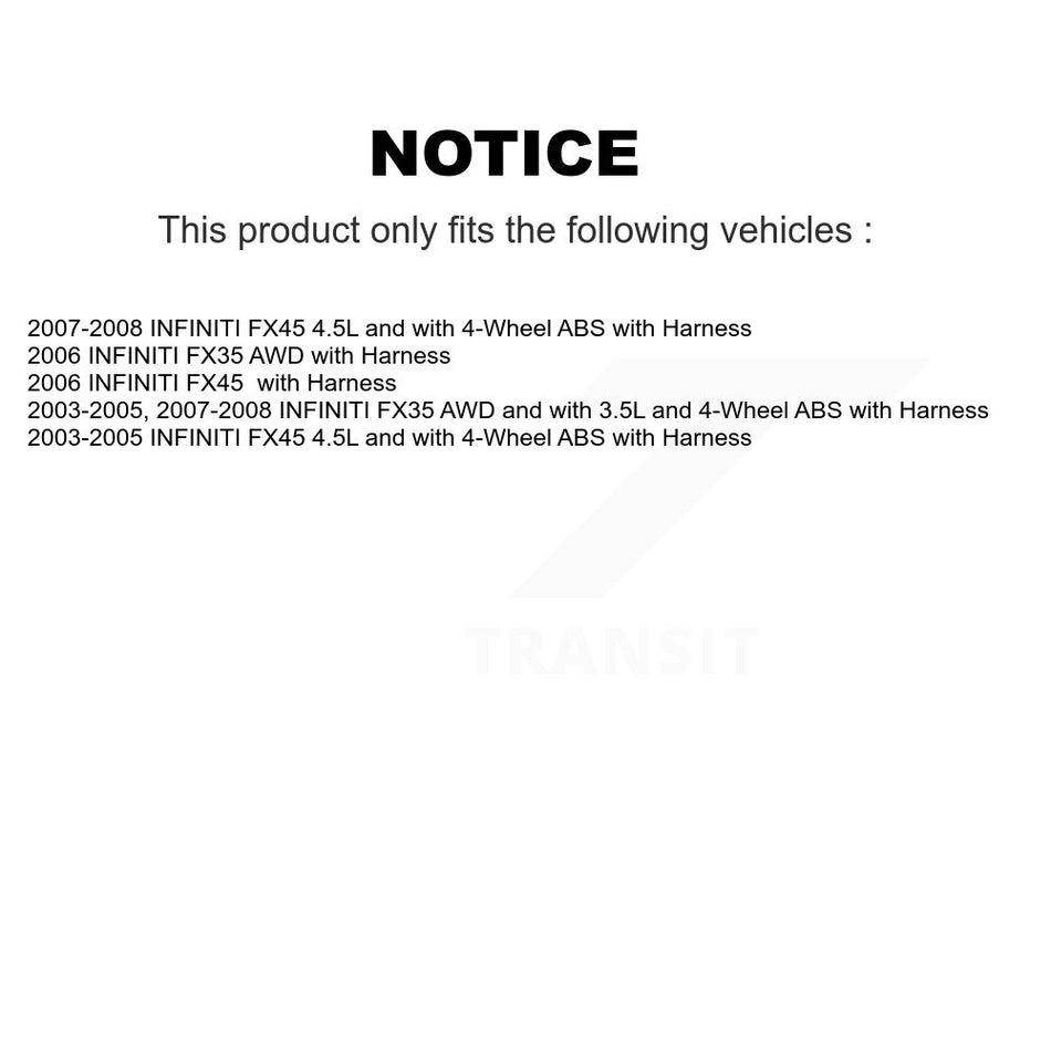 Front Wheel Hub Bearing And ABS Sensor Kit For INFINITI FX35 FX45 with Harness K7S-100084