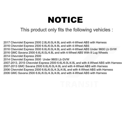 Front Wheel Hub Bearing & Extra ABS Sensor Kit For Chevrolet Express 2500 GMC Savana 3500 K7S-100107