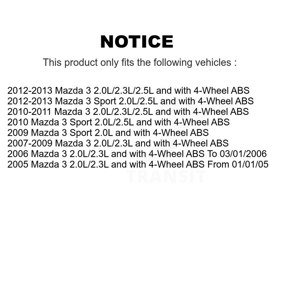 Front Wheel Bearing And ABS Sensor Kit For Mazda 3 Sport K7S-100251
