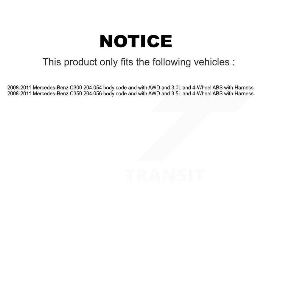 Front Wheel Bearing And ABS Sensor Kit For 2008-2011 Mercedes-Benz C300 C350 with Harness K7S-100268