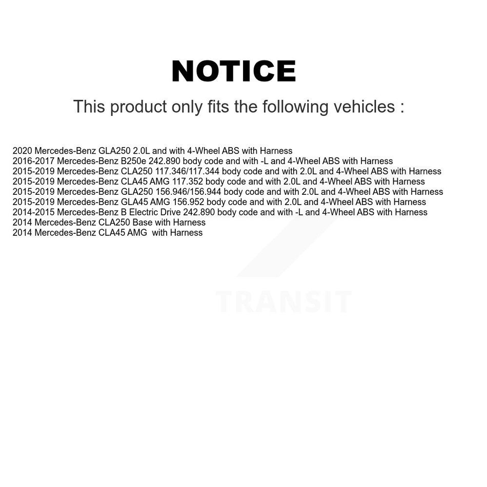 Front Wheel Bearing Sensor Kit For Mercedes-Benz GLA250 CLA250 CLA45 AMG GLA45 B Electric K7S-100279