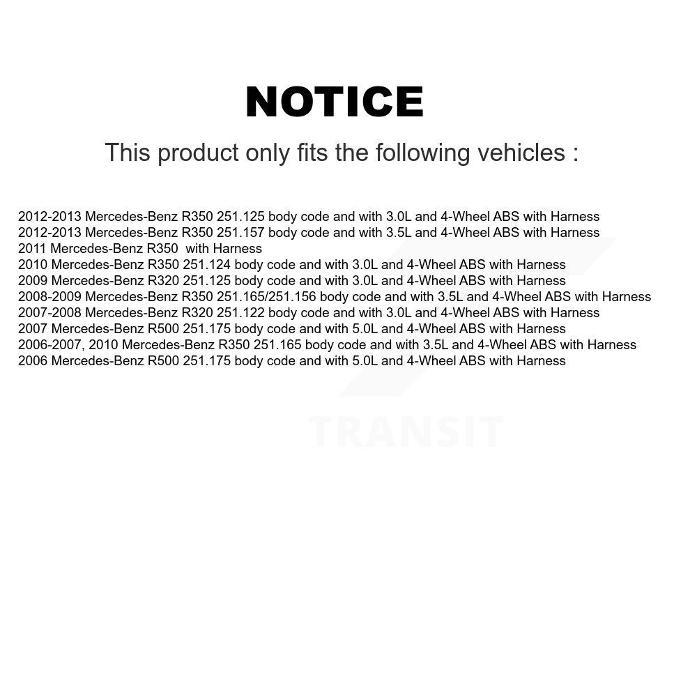 Front Wheel Bearing And ABS Sensor Kit For Mercedes-Benz R350 R320 R500 with Harness K7S-100281