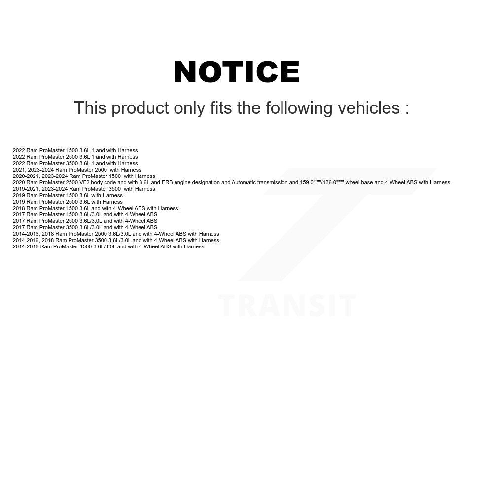 Front Wheel Bearing And ABS Sensor Kit For Ram ProMaster 2500 3500 1500 K7S-100286