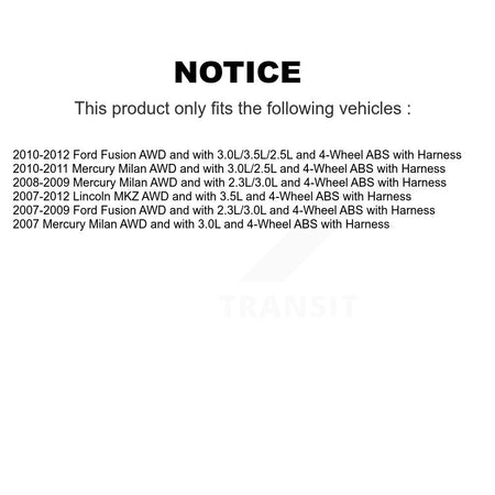 Rear Wheel Bearing ABS Sensor Kit For Ford Fusion Lincoln MKZ Mercury Milan with Harness K7S-100324