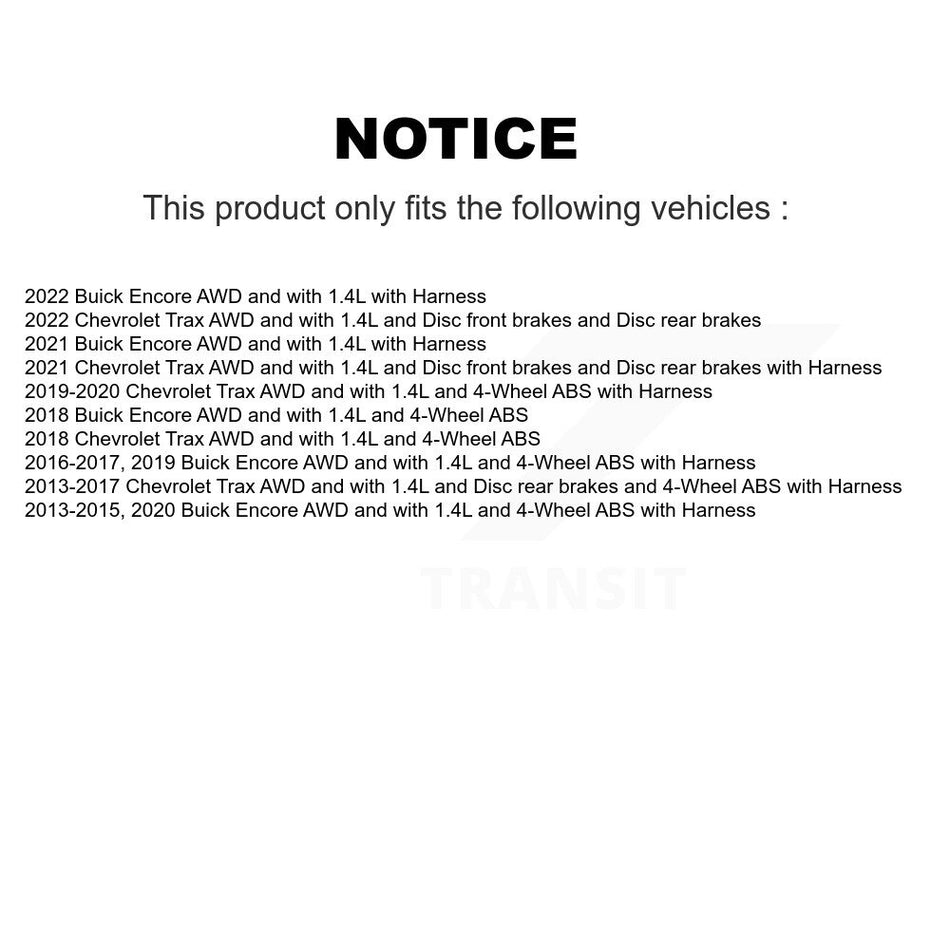 Rear Wheel Bearing And ABS Sensor Kit For Buick Encore Chevrolet Trax K7S-100338