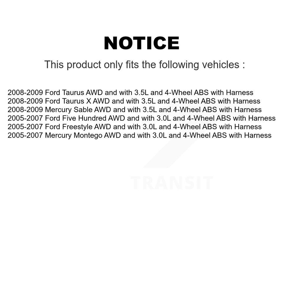 Rear Wheel Hub Bearing Sensor Kit For Ford Five Hundred Freestyle Taurus X Mercury Sable K7S-100497