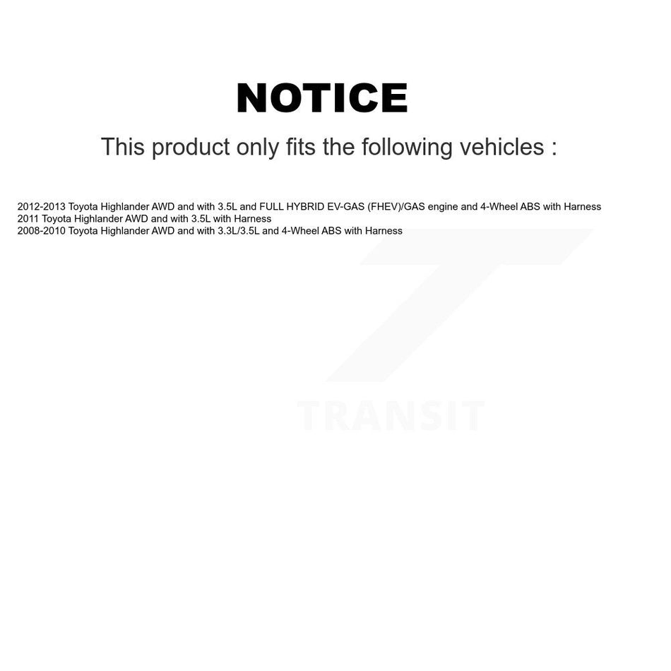 Rear Wheel Hub Bearing And ABS Sensor Kit For Toyota Highlander with Harness K7S-100583