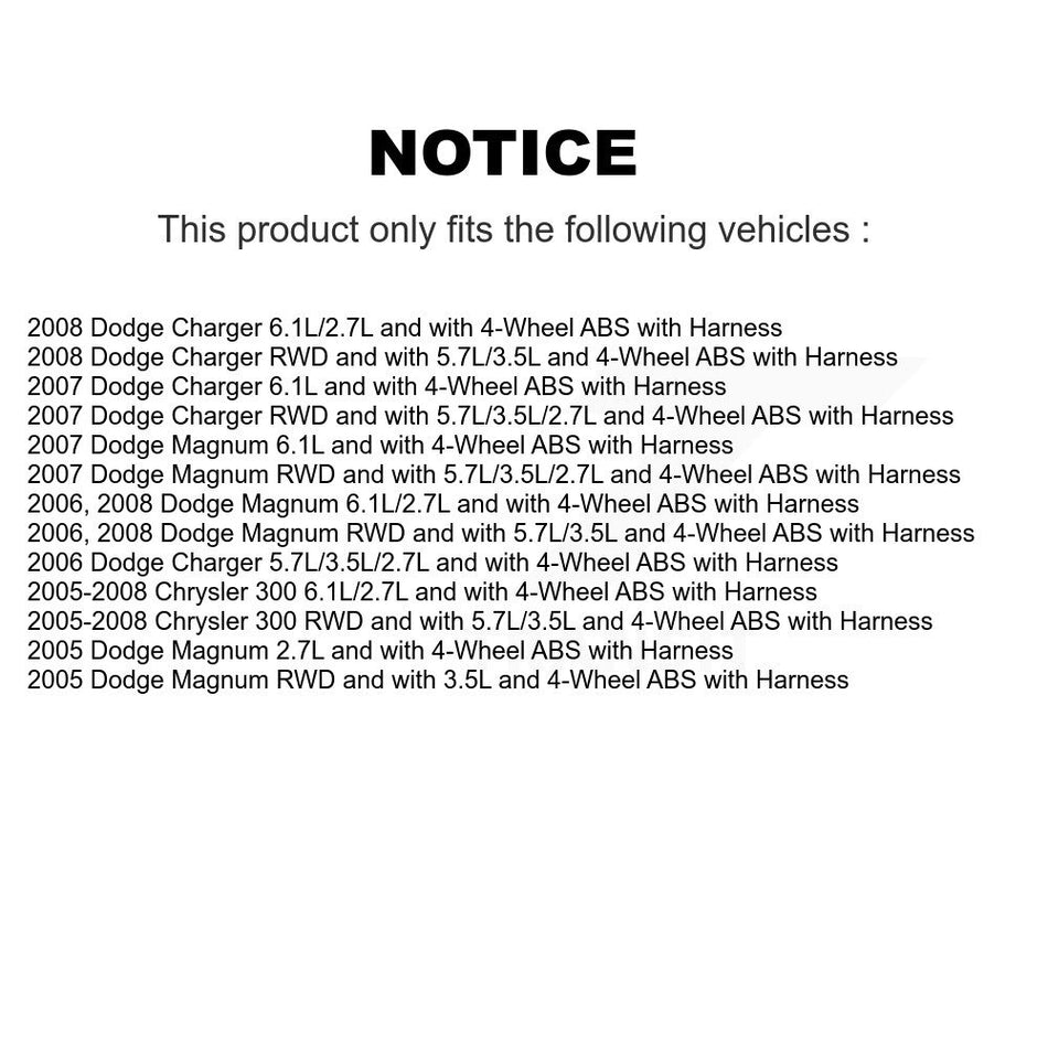 Rear Wheel Hub Bearing ABS Sensor Kit For Chrysler 300 Dodge Charger Magnum with Harness K7S-100600