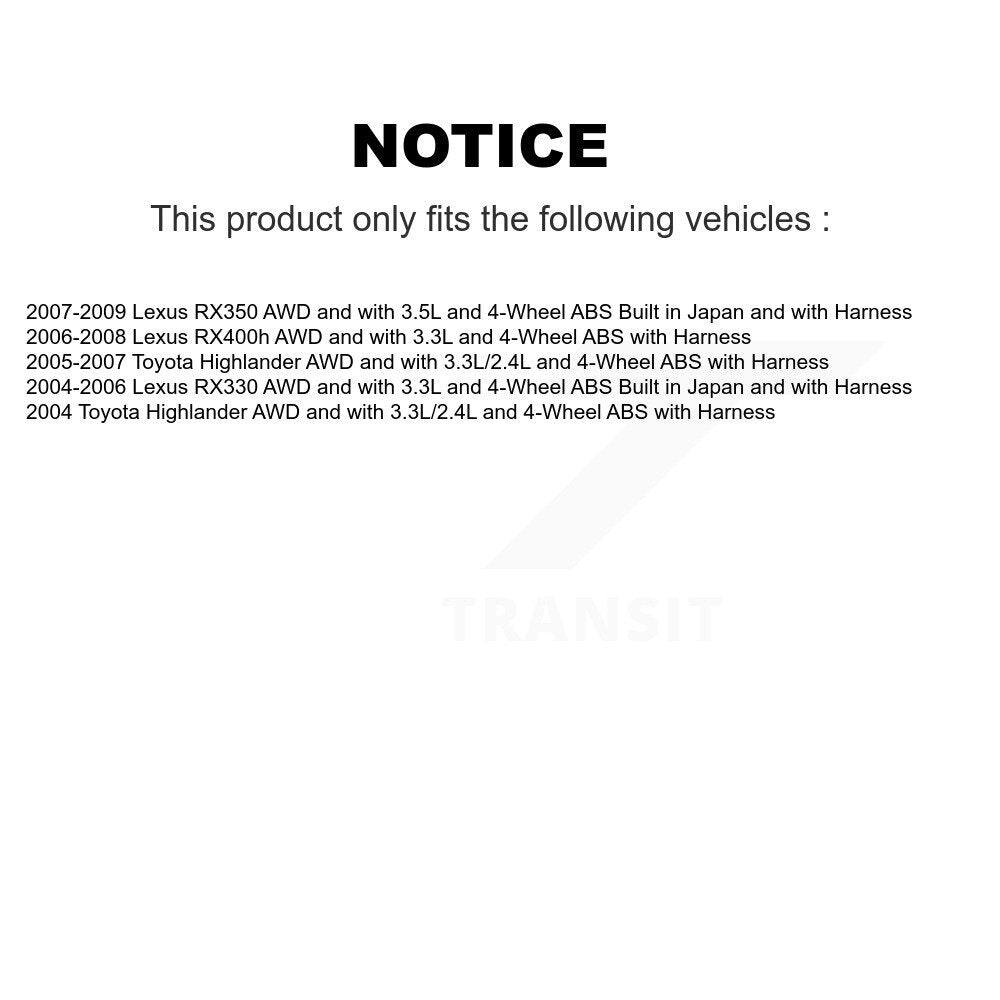 Rear Wheel Hub Bearing And ABS Sensor Kit For Lexus RX350 Toyota Highlander RX330 RX400h K7S-100716