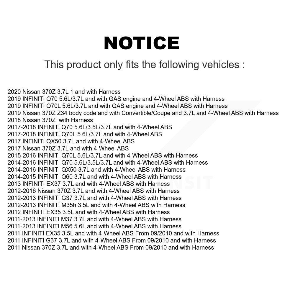 Rear Wheel Hub Bearing Sensor Kit For INFINITI QX50 G37 Nissan 370Z EX35 EX37 M37 Q60 Q70 K7S-100883