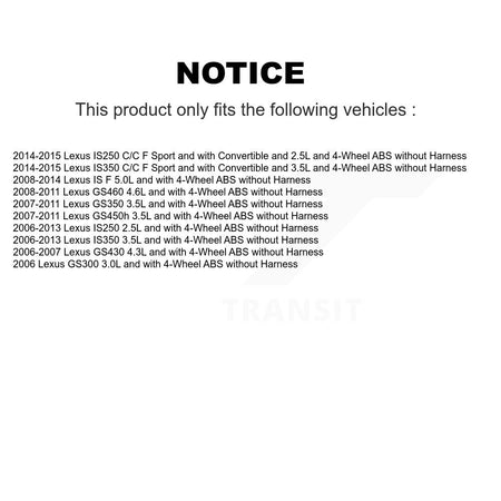 Rear Wheel Hub Bearing ABS Sensor Kit For Lexus IS250 IS350 GS350 GS300 IS F GS450h GS430 K7S-101039