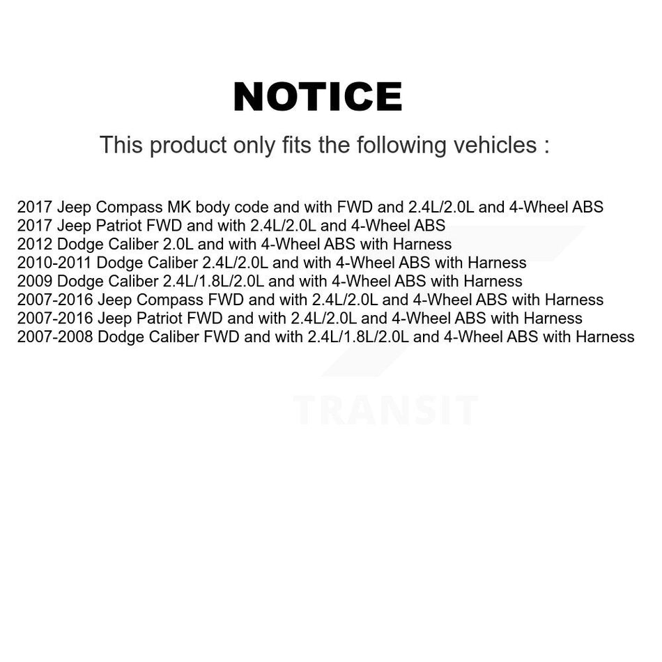 Rear Wheel Hub Bearing And ABS Sensor Kit For Jeep Patriot Compass Dodge Caliber K7S-101074