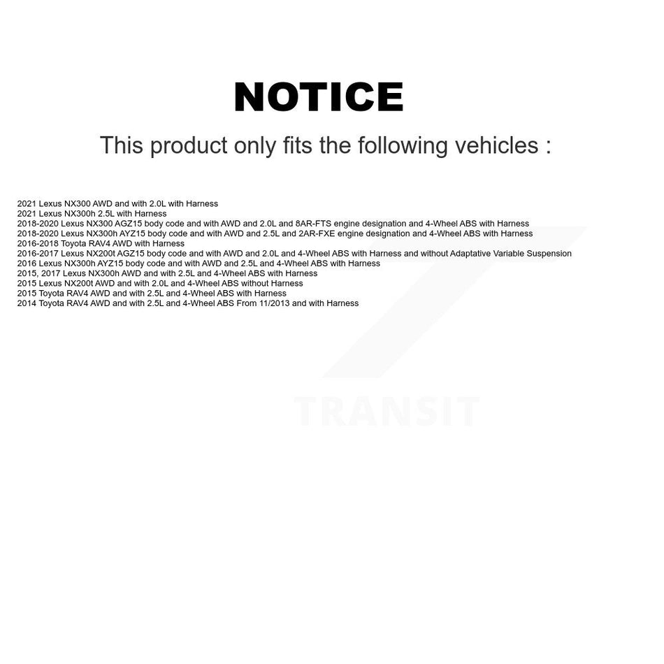 Rear Wheel Hub Bearing And ABS Sensor Kit For Toyota RAV4 Lexus NX300 NX200t NX300h K7S-101098