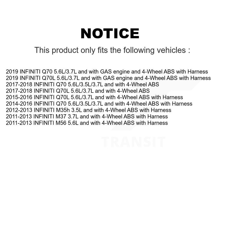 Rear Wheel Hub Bearing And ABS Sensor Kit For INFINITI M37 Q70 Q70L M56 M35h K7S-101180