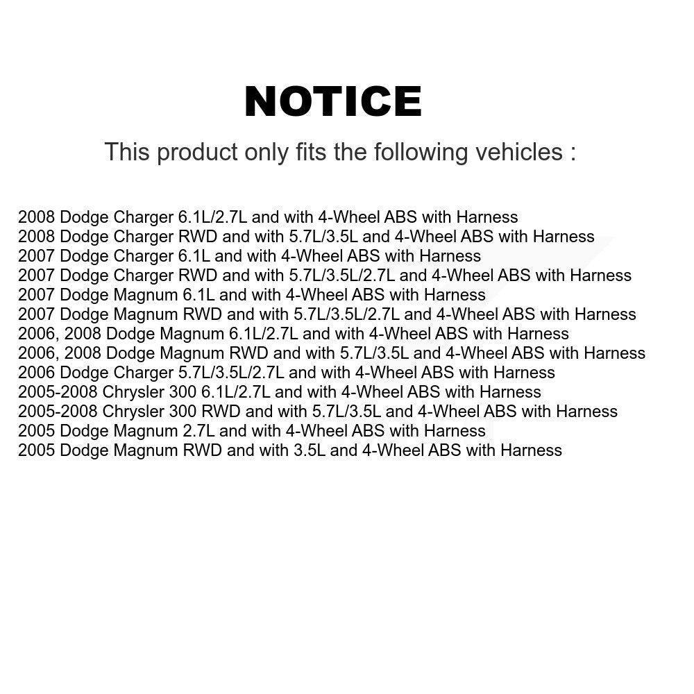 Rear Wheel Hub Bearing ABS Sensor Kit For Chrysler 300 Dodge Charger Magnum with Harness K7S-101240
