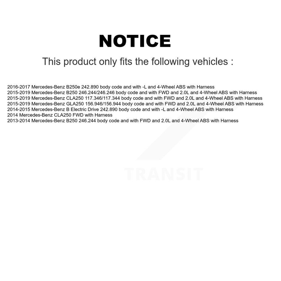 Rear Wheel Hub Bearing & Sensor Kit For Mercedes-Benz GLA250 CLA250 B250 B Electric Drive K7S-101329