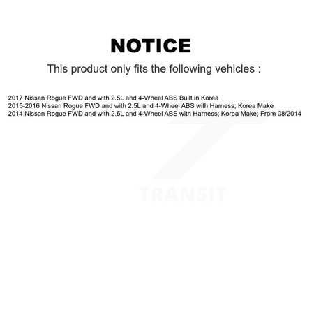 Rear Wheel Hub Bearing And ABS Sensor Kit For Nissan Rogue FWD with 2.5L 4-Wheel K7S-101344