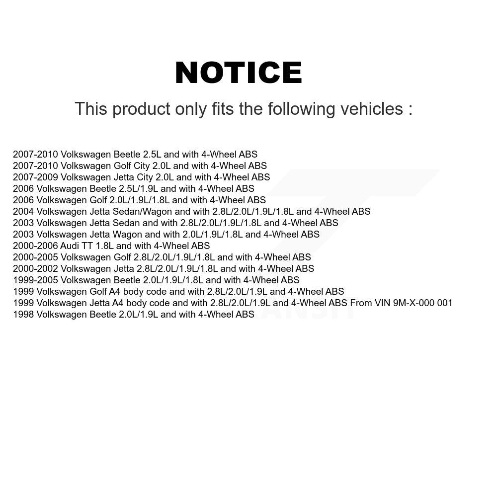 Rear Wheel Hub Bearing And ABS Sensor Kit For Volkswagen Jetta Golf Beetle City Audi TT K7S-101387