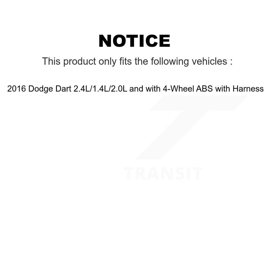 Rear Wheel Hub Bearing ABS Sensor Kit For 2016 Dodge Dart 2.4L/1.4L/2.0L with 4-Wheel K7S-101396