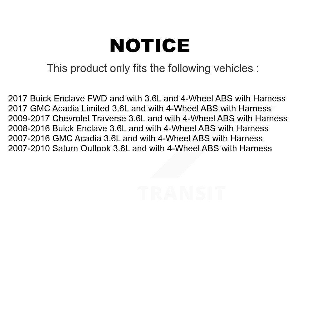 Rear Wheel Hub Bearing Sensor Kit For GMC Acadia Buick Enclave Chevrolet Traverse Saturn K7S-101407