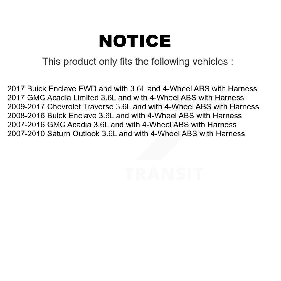 Rear Wheel Hub Bearing Sensor Kit For GMC Acadia Buick Enclave Chevrolet Traverse Saturn K7S-101407