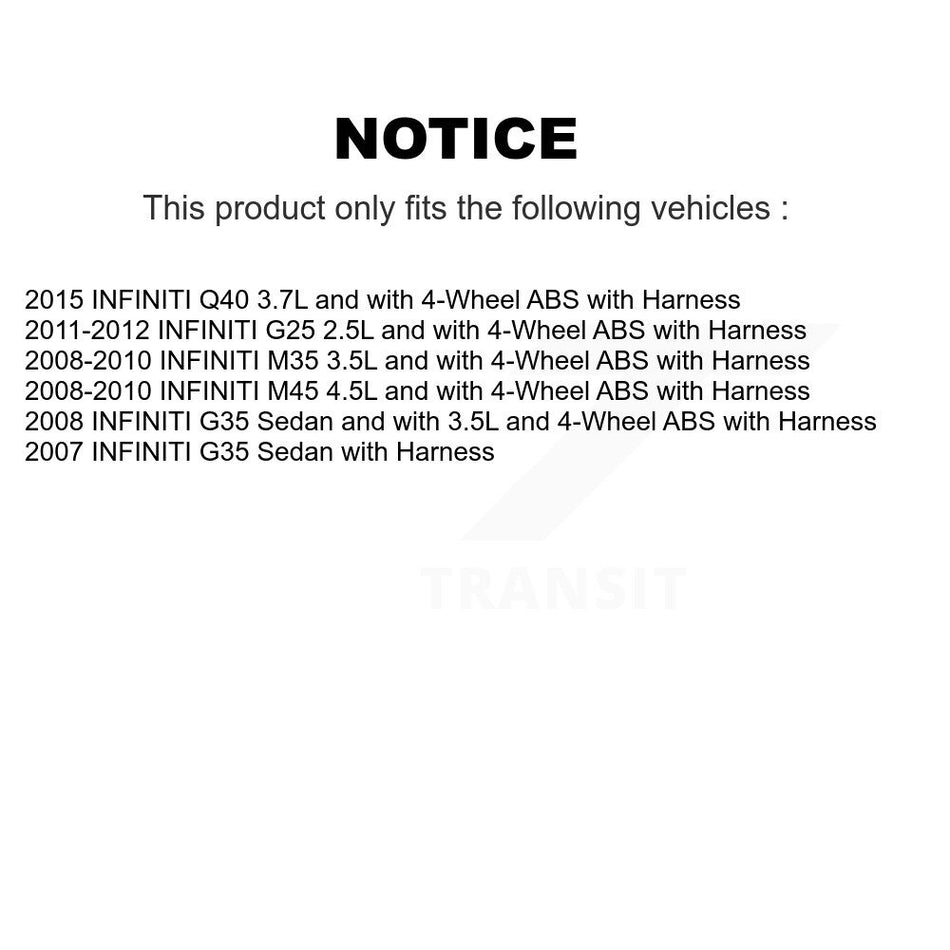 Rear Wheel Hub Bearing And ABS Sensor Kit For INFINITI G35 G25 M35 M45 Q40 with Harness K7S-101446