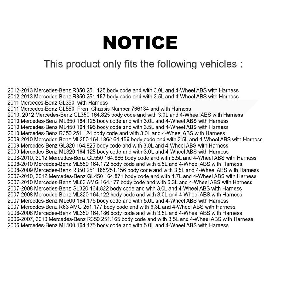 Rear Wheel Bearing Sensor Kit For Mercedes-Benz ML350 ML320 GL350 R350 GL320 GL450 GL550 K7S-101497